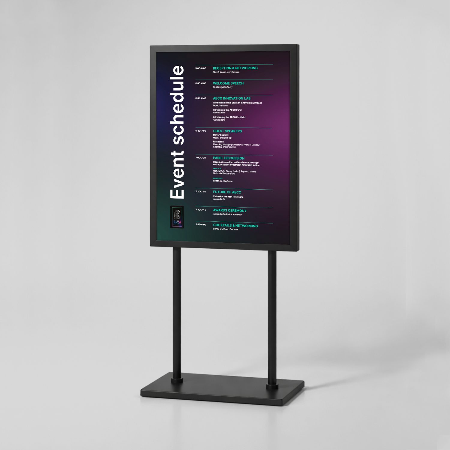 AECO event schedule sign