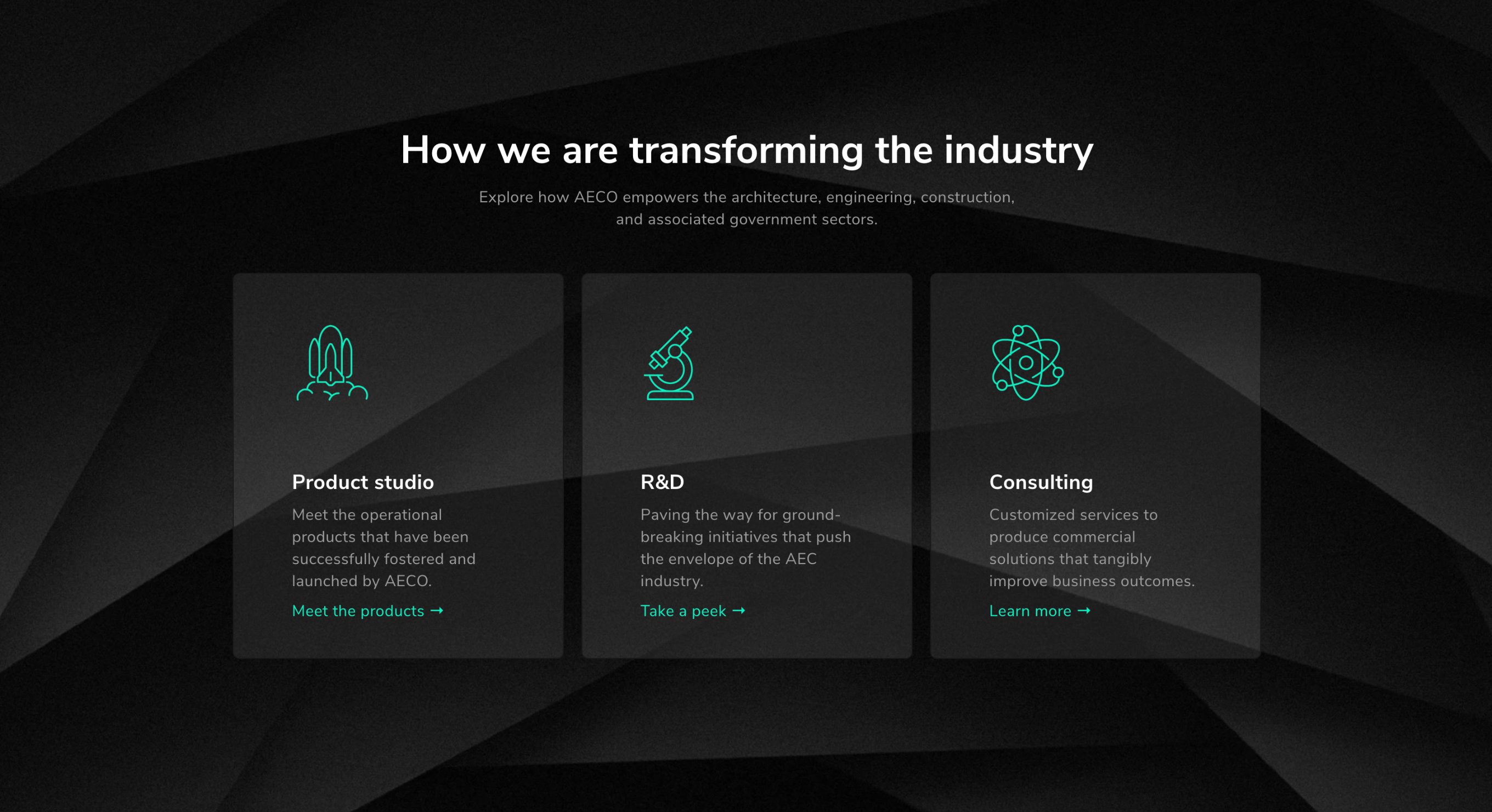 AECO website: How we are transforming the industry section