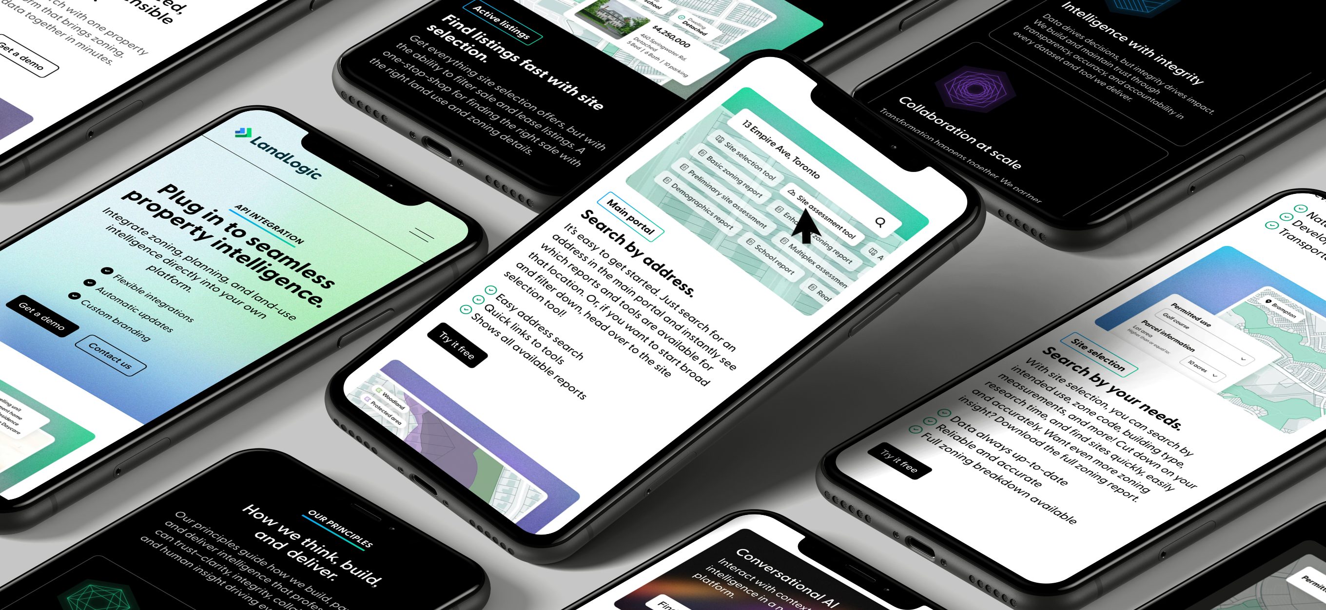 LandLogic website on mobile phones