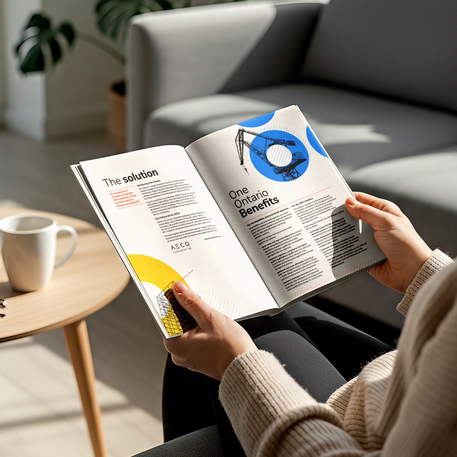 One Ontario brochure spread being read