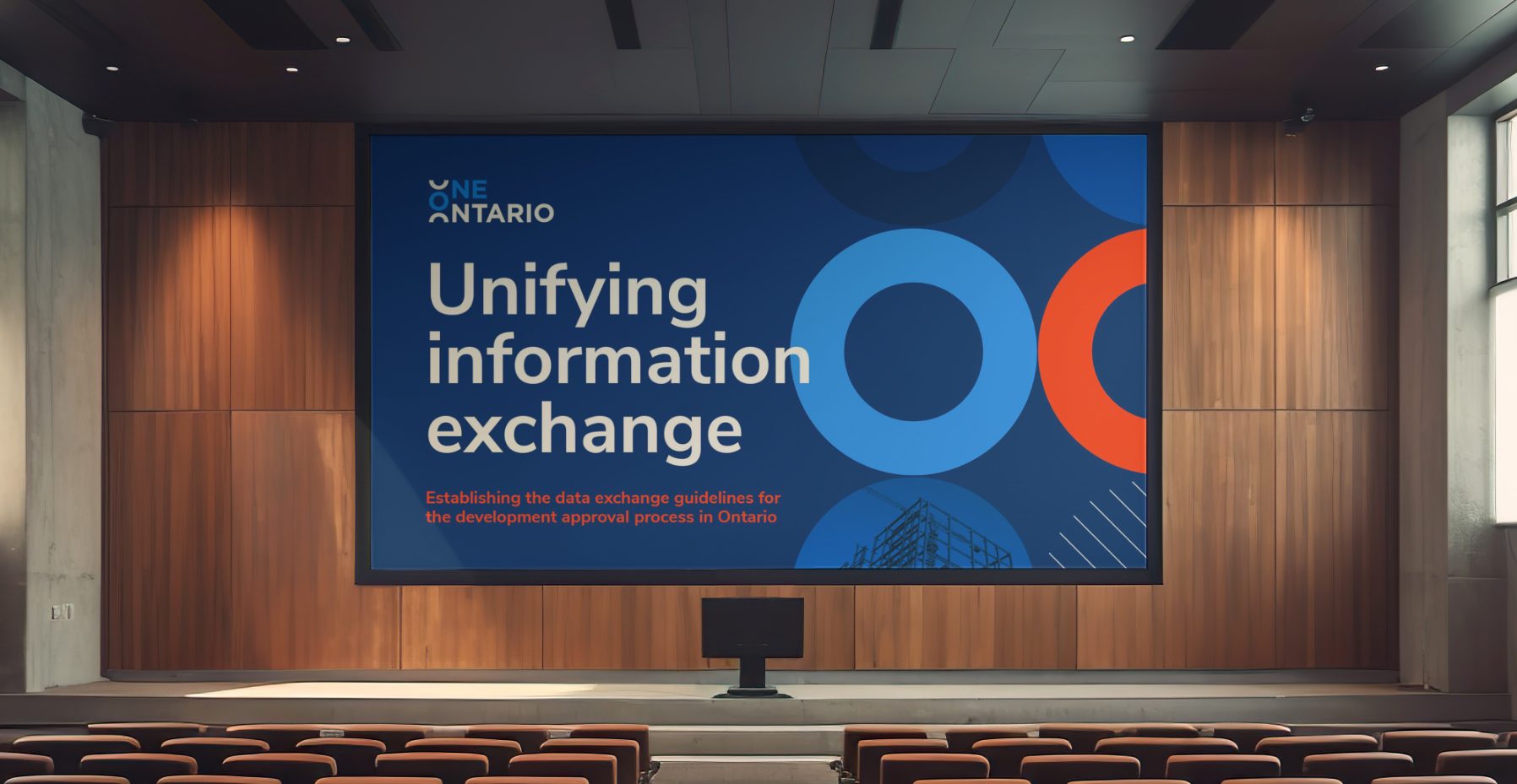 One Ontario presentation on an auditorium screen