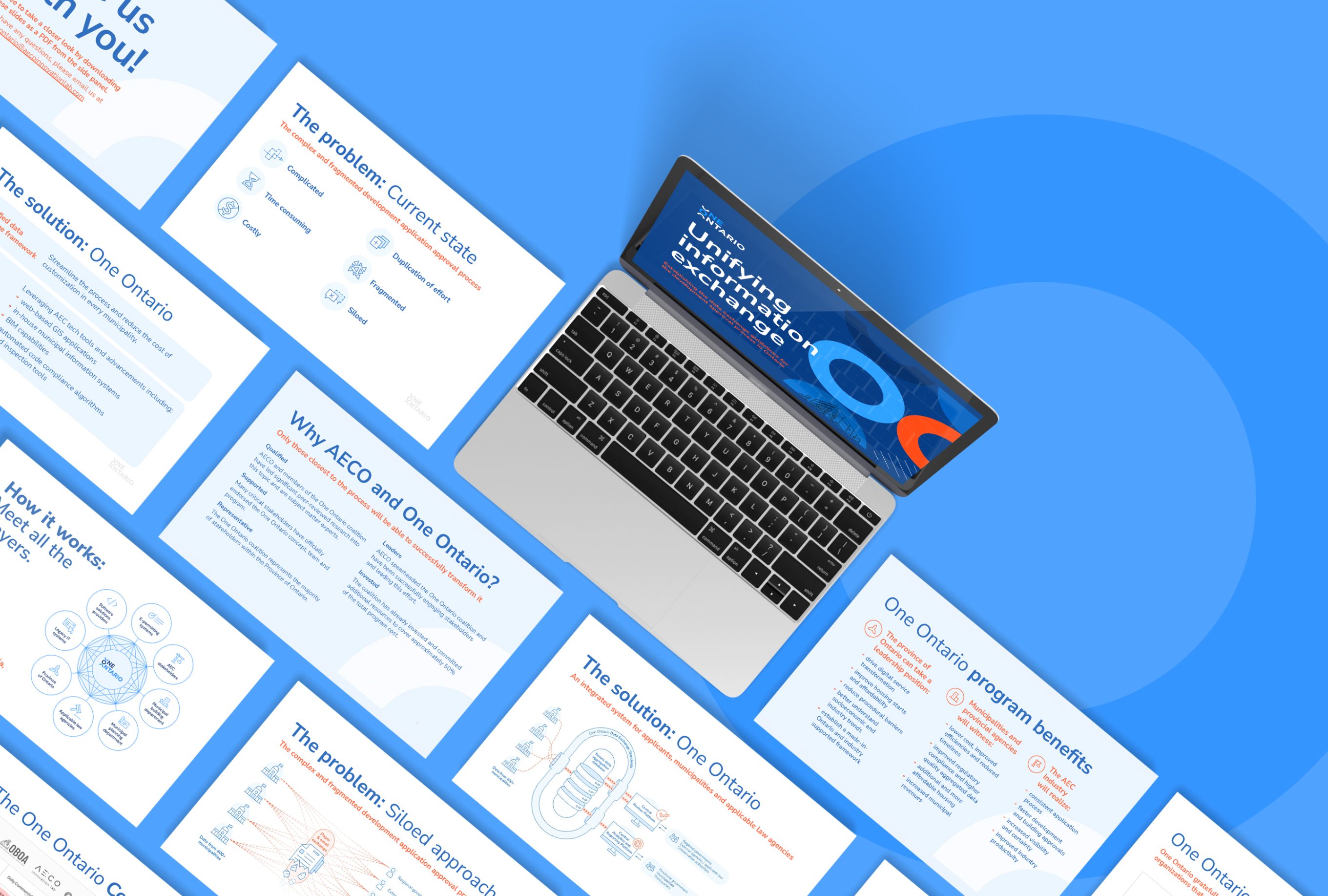 One Ontario presentation slides laid out with a laptop