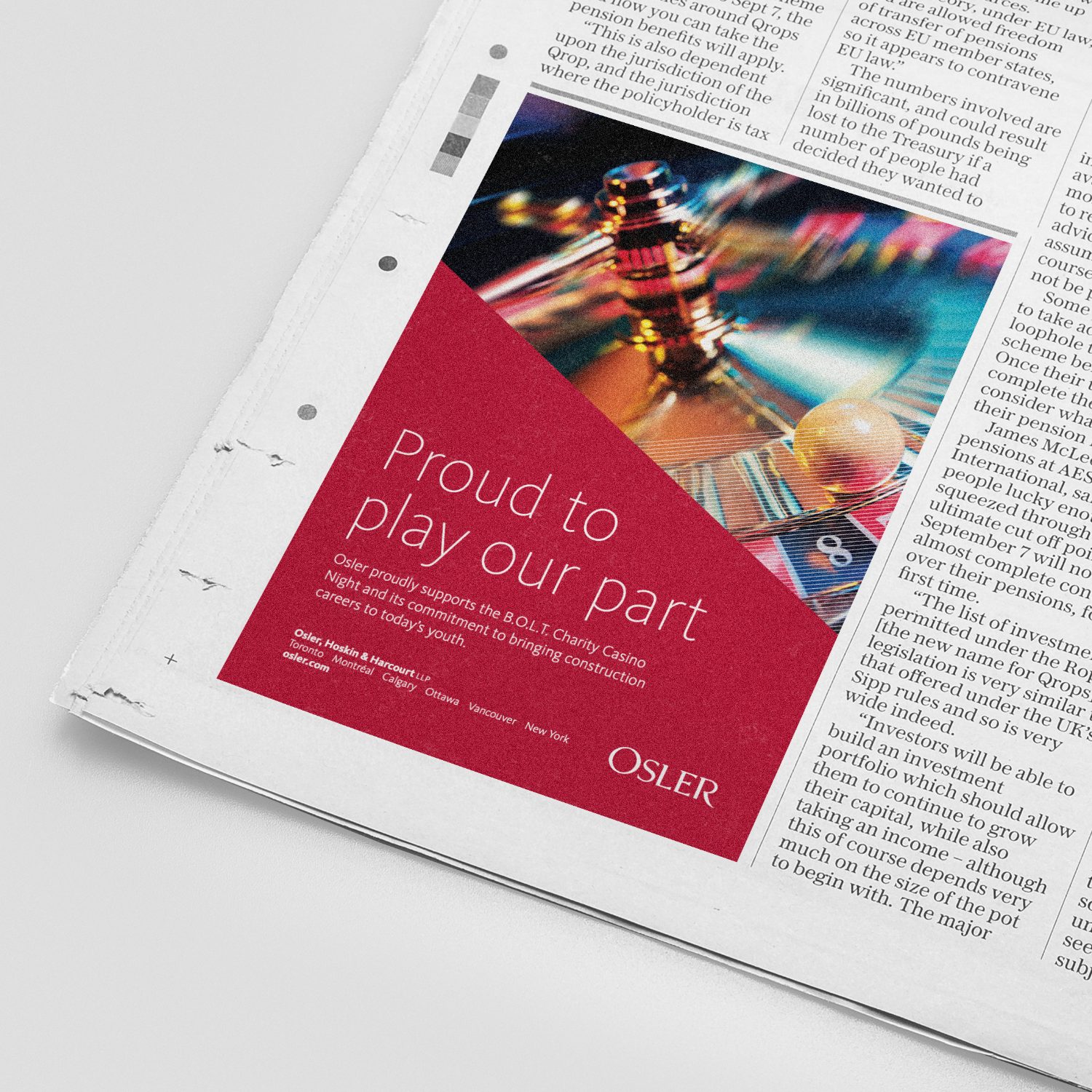 Osler newspaper ad mockup