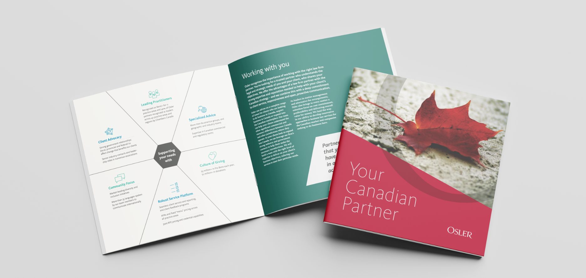 Osler Your Canadian Partner brochure cover and spread